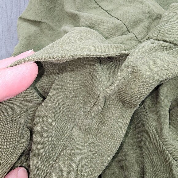 Women's Coldwater Creek Natural Fit Green Silk Linen Pants Wide Leg Medium 10/12 - Picture 3 of 6